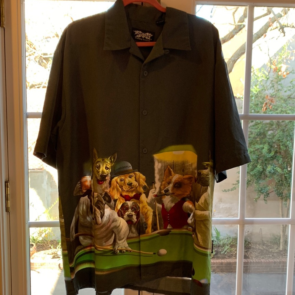Novelty men’s Dogs Playing Pool Shirt XXL